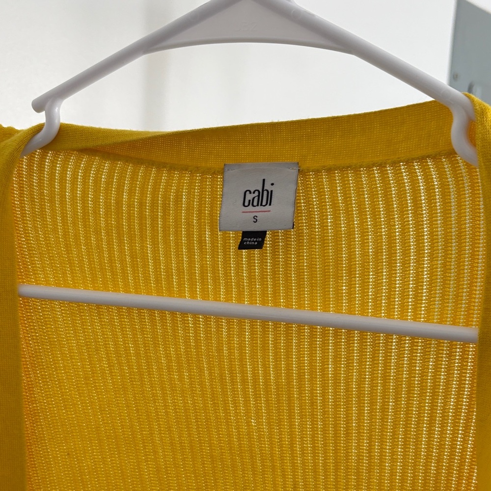 CAbi Yellow Ribbed Cardigan